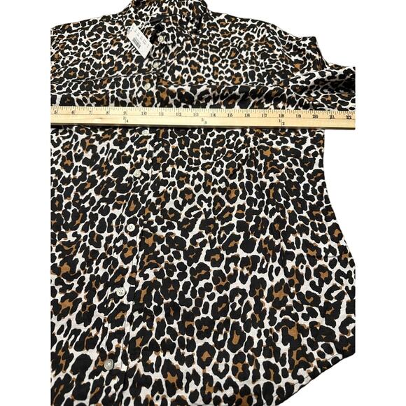 NWT J Crew Womens Button Shirt Leopard Print Linen Blend Slim Fit Size 12 - Picture 6 of 7